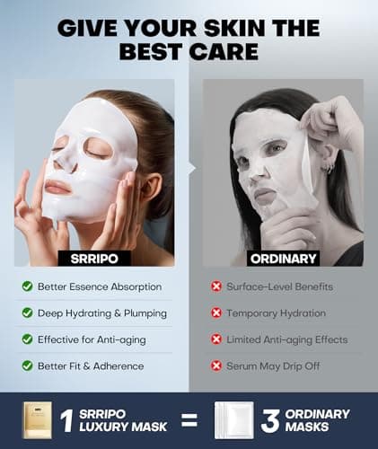 Radiant Glow Collagen Face Mask - Real Deep Overnight Face Masks Skincare with Hyaluronic Acid, Galactomyces Ferment & Vitamin E, Facial Mask for Hydrating, Firming, Plumping & Anti-Aging - 34g x 5ea - Thumbnail 6