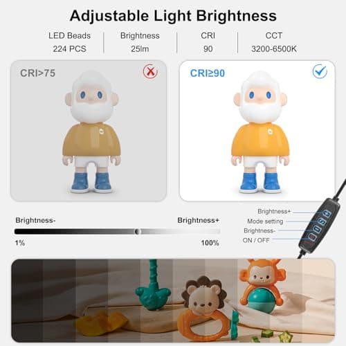 XKDAICH 16x16 Inch Portable Folding Photo Studio Shooting Tent Box with Dimmable Ring Light USB, 3 Color Temperatures & 6 Colors PVC Backdrops for Product Photography, YouTube Videos, Smartphone - Thumbnail 3