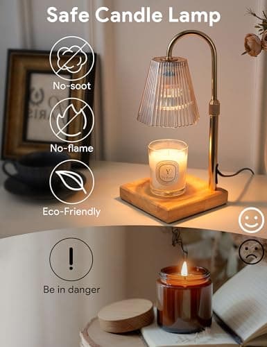 Allanmen Candle Warmer Lamp with Timer, Dimmable Candle Warmer for Home Decor, Birthday Gifts for Women Mom, Adjustable Height Wax Melt Warmer with 2 Bulbs - Thumbnail 2