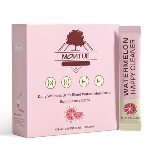 Montue Prebiotics and Probiotics - Happy Cleaner Gut Health Powder, Sugar Free,Dietary Fiber Supplement for Digestion & Bloating Health- Watermelon - 30 Servings (Pack of 30) - Image 1