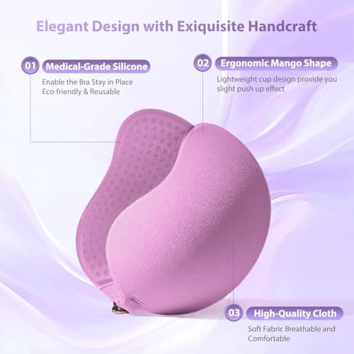 Invisible Sticky Bra Strapless Adhesive Bras Silicone Stick on Push Up Seamless Reusable Backless Bra for Women 2pack - Thumbnail 3