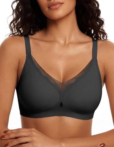 Avidlove Bras for Women Wave Push Up No Underwire Bralettes Full Coverage T Shirt Bra Black XL - Image 1