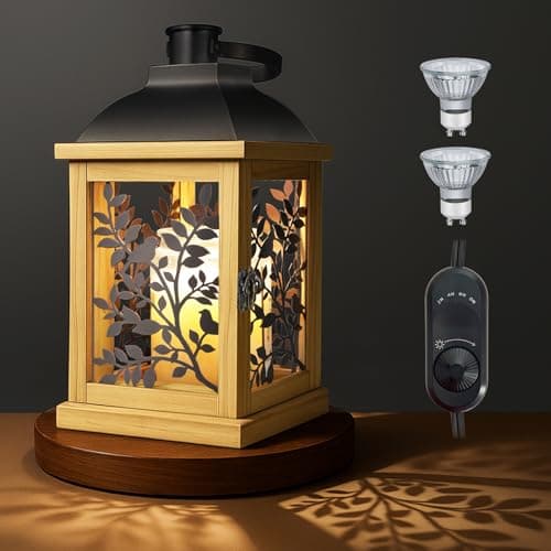 Candle Warmer Lamp, with Timer and 2 Bulbs Dimmer Farmhouse Lantern for Top-Down Adjustable Candle Warmer, Electric Lamp for Jar Candles, Auto Shut Off Home Decor Gift for Women (Handmade Wood) - Image 1