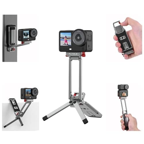 Flymile Action 6 Magnetic Quick Release Mini Tripod Stand, 180° Adjustable Aluminum Tripod Table Mount Desk Base for DJI Osmo Nano with 1/4" Screw Adapter, Arca & Foldable Hook Fits Travel Accessories