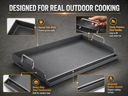 Hisencn Griddle for Gas Grill, Grill Flat Top Griddle, Stove Top Griddle for Gas Stove, 25” x 16” Grill Griddle for Weber, Blackstone, Charbroil and More, Heavy-Duty Grill Flat Top Griddle - Thumbnail 5