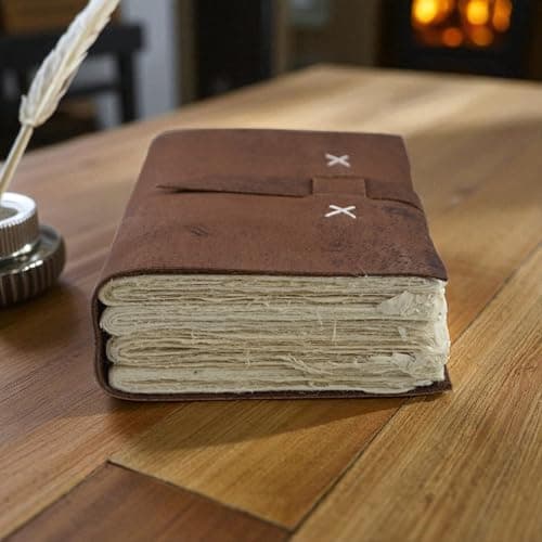 Kathmandu Valley Co. Heritage Deluxe Nepali Traveler Vintage Leather Bound Journal with Handmade Heavyweight Tree-free Lokta Paper, 5x8 Office Notebook, Handcrafted in the Himalayas of Nepal - Thumbnail 2