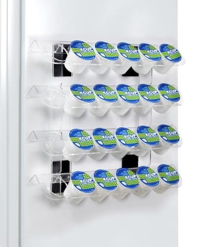 IntreLife K Cup Holder for Fridge, Magnetic Coffee Pod Organizer Holds 24 K Cups, Detachable Acrylic K Cup Organizer with Strong Magnets, Space-Saving Coffee Pod Holder for Kitchen