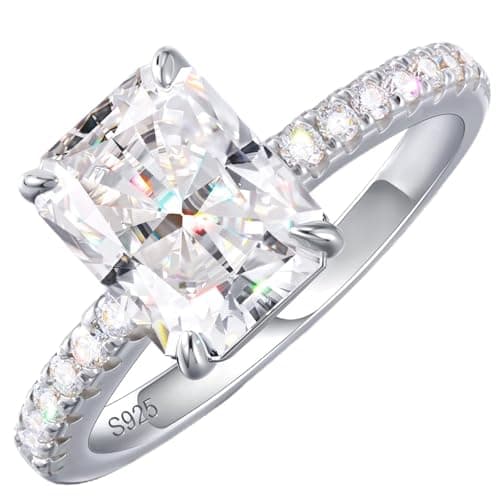 Yizone Birthday Gifts for Women Moissanite Rings 18K White Gold Plated 925 Sterling Silver D Color VVS1 Clarity Anniversary Wedding Promise Rings for Her Valentines Women Jewelry Size 6.5 - Image 1