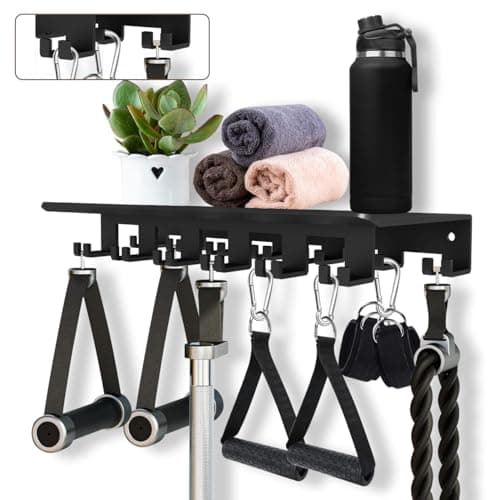 Floating Shelf Organizer Compatible with Tonal Accessories Wall Mount Hanger with Hooks T-Lock Adapters Home Gym Weight wall Storage Equipment Metal Rack Holder Bracket Hanger Black Workout Fitness - Image 1
