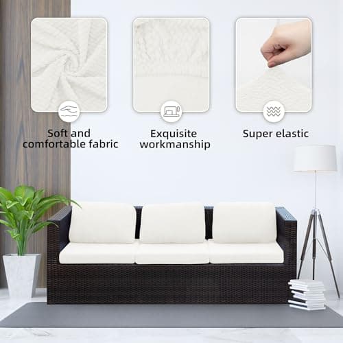 SUKAIKEQA Outdoor Cushion Covers Set,8PCS Jacquard Patio Furniture Couch Seat Slipcovers, Replacement for Sofa Sectional Chair(Cover，Only) - Thumbnail 3
