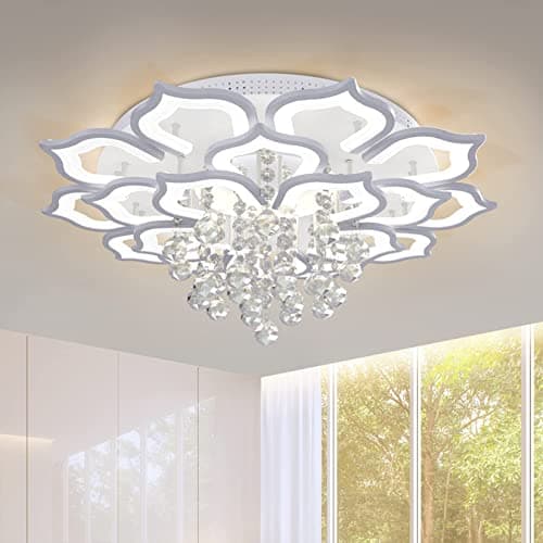 AHAWILL Modern Ceiling Light,Crystal Flush Mount LED Chandelier Ceiling Flower Lamp with Remote Control for Living Room,Bedroom,Hall,Dining Room,Etc.39.4″/120w/20 Heads… - Thumbnail 3