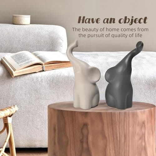 Boobezeen Elephant Statues Home Decor Small Figurines Home Ceramic Decor Sisterhood Elephant Ornament for Living Room House Shelf Table Vanity Entryway DéCor - Thumbnail 6
