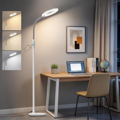 GyroVu 70" Bright LED Floor Lamp for Living Room, Dimmable Standing Tall Lamps with Color Temperature Adjustable, Touch Control Gooseneck Reading Light for Bedroom Office - Image 1