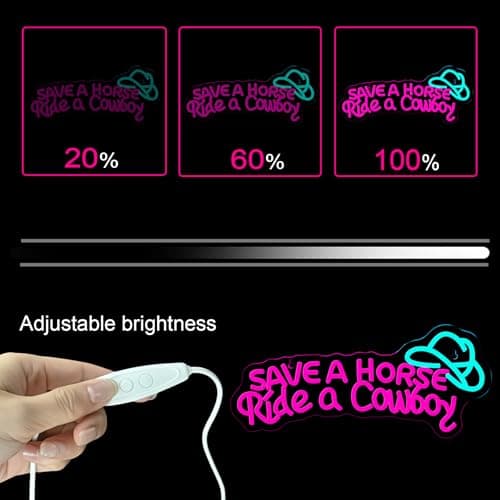 Nosun Save A Horse Neon Sign Cowboy neon signs for Wall Decor Adjustable Brightness Led Sign LED Colorful Signs Light for Bedroom Home Bar Club Hotel Party Decor - Thumbnail 4