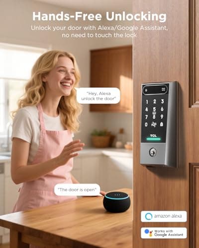 TCL Smart Lock D2 Pro, Palm Vein Keyless Entry Deadbolt, Wi-Fi Keypad Door Lock, Built-in Doorbell, 8-Month Battery, App & Voice Control, Works with Alexa & Google Home, Easy Install for Front Door - Thumbnail 4