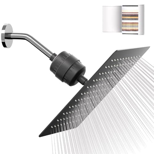 Vapralis Filtered Shower Head with 20-Stage Shower Filter,Two Replacement Filter Cartridges,Rain Shower head High Pressure for Removing Chlorine and Harmful Substances(10 Inch, Matte Black) - Image 1