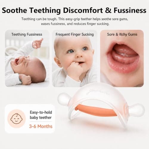 Garkoko Baby Teething Toys for Teething Relief, Silicone No-Drop Baby Teether Toys for 3-6 & 6-18 Months, BPA-Free Infant Chew Toy - Thumbnail 2