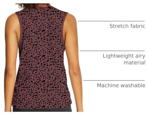 Dokotoo Plus Size Womens Tops Crewneck Sleeveless Shirts Summer Blouses Fashion Tank Top for Women Casual Leopard Print Slim Fit T-Shirts Red XX-Large - Thumbnail 4