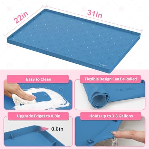 Sdpeia Under Sink Mat 31"×22" Waterproof Silicone Cabinet Liner & Sink Protector for Kitchen & Bathroom, Multi-Purpose Organizers Tray for Pets, Laundry, Cat Litter Mat - Thumbnail 5