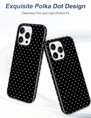 Aitipy Magnetic Polka Dot Phone Case for iPhone 15, Compatible with MagSafe, Cute Black Polka Dots Aesthetic Soft TPU and Hard PC Shockproof Protective Phone Cover for Women Girls-Shiny - Thumbnail 3