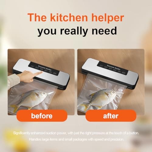 Vacuum Sealer Machine ，Professional Vacuum Sealer for Food Freezer with LED Display， 20s Fast Seal for Dry and Moist Food, Includes 5 BPA-Free Reusable Bags for Sous Vide - Thumbnail 5