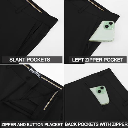 PJ PAUL JONES Men's Golf Pants Black Stretch Elastic Waist Golf Joggers Pant Lightweight Casual Comfy Trousers for Office Workout XL - Thumbnail 6