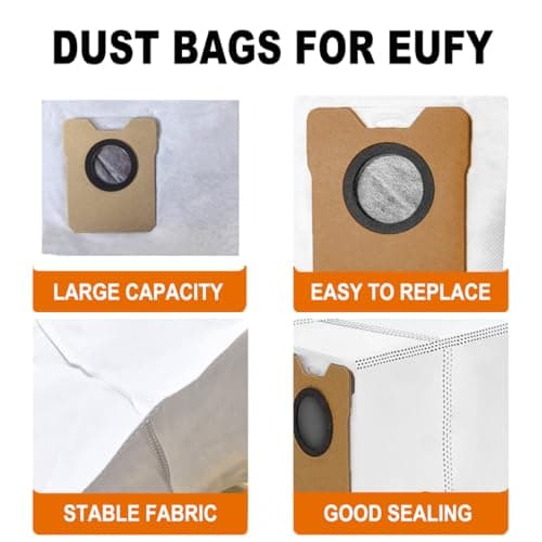 12 Pack Replacement Dust Bags compatible with Eufy Omni C20 C10 Robot Vacuum, Vacuum Bags for Eufy 3.9L Large Capacity Dust Bags - Thumbnail 4