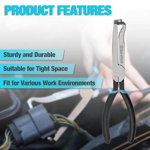 DURATECH Electrical Disconnect Pliers, 8-inch Automotive Electrical Connector Pliers, Automotive Plug Removal Tool for Car Fuel Pump, Spark Plug, Ignition Coil, Fuel Injector, Push Tab Style Plugs - Thumbnail 2