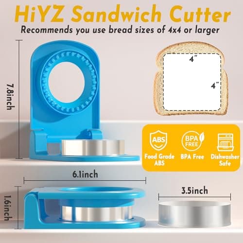 HiYZ Sandwich Cutter and Sealer - Stainless Steel Decruster Sandwich Maker - Peanut Butter and Jelly Crustless Sandwich Bread Pancake Maker Cookie Cutter for Kids Children Boys Girls - Thumbnail 3