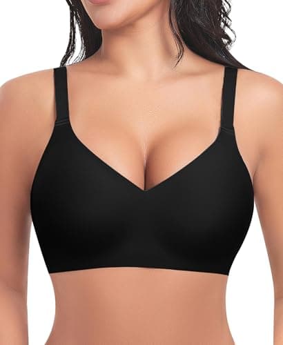 Ganado Bras for Women No Underwire Wireless Comfortable Push Up Bra Padded Full Coverage Everyday Bras (Black, Small) - Image 1