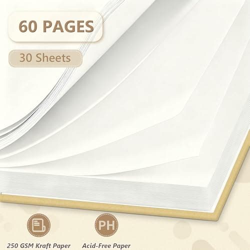 Popotop 8x8 Inch Scrapbook Photo Album, 60 Page Decorative Kraft Paper Book for 4x6 Pictures, DIY Memory Photo Albums as Gifts for Wedding Baby Christmas School Family - Thumbnail 4