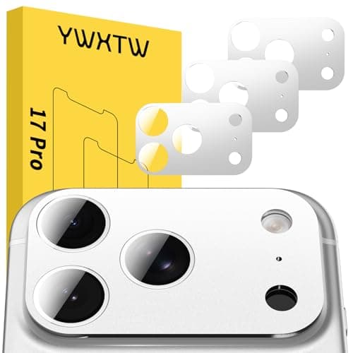 YWXTW [0 Bubbles for iPhone 17 Pro Camera Lens Protector, Full Coverage Tempered Glass Lens Screen Protector for iPhone 17 Pro Accessories, Case Friendly, HD Clear, 3 Pack (Silver) - Image 1