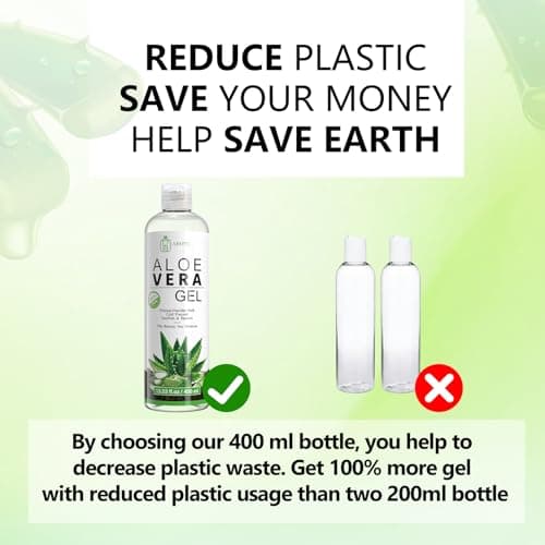 ABOTE Organic Aloe Vera Gel from 99% Pure Aloe for All - Ideal for After Suncare, Post - Shave & Itchy Skin - Works on Face, Body & Hair Care, Family Pack Size 13.53 fl oz, 400ml - Thumbnail 6