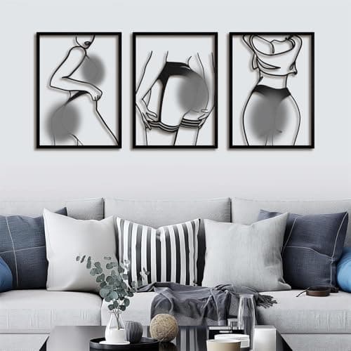 powercarried 3D Metal Wall Art Decor - Moon Girl, Black - Image 1