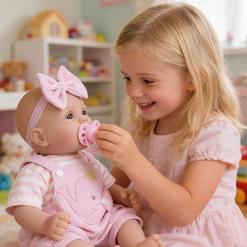 Milidool Lifelike Reborn Baby Dolls Realistic Baby Girl Dolls 18Inch Newborn Baby Girl with Pink Doll Clothes with Elephant Pattern for Kids Age 3+ - Thumbnail 2