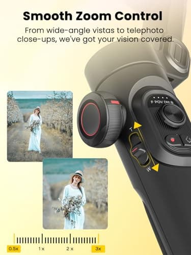 AOCHUAN XE AI Version,Gimbal Stabilizer for Smartphone,NO APP AI Tracking, Gesture Control,360°Inception Gimbal with TikTok YouTube,3-Axis Foldable Handheld Tripod for iPhone& Android,Black - Thumbnail 5