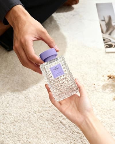 Hazioglen Reed Diffuser Set, Lavender Linen Scented Home Fragrance Air Freshener for Bathroom Shelf Decor, 5.07 fl oz/150ml Essential Oil with Sticks - Thumbnail 3