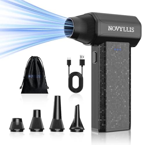 Cordless Compressed Air Duster 150000RPM Super Power Electric Air Duster 3 Gear Adjustable Mini Handheld Blower for Computer Keyboard Outdoor House and Car Cleaning Novyllis (Black) - Image 1