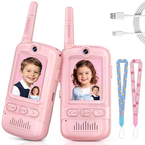 Video Walkie Talkies for Kids, 6 Modes Rechargeable Video Intercom Kids Walkie Talkies, Long Range 2 Way Radio with 4 Voice Effects, Kid Indoor Outdoor Toys Birthday Gift for Age 3-12(Pink/Pink) - Image 1