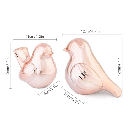 YINUOWEI Rose Gold Birds Statues Home Decor, Modern Bird Figurines Decor, Birds Sculpture Animal Figurines for Living Room, Bedroom, Office Desktop, Bookshelf, Cabinets - Thumbnail 2
