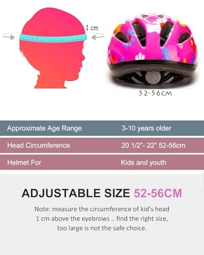 Girl Helmet for Bike,Kids Bike Pink Helmet for Girls Ages 5-12 Years Adjuastable and Multi-Sport, from Toddler to Youth CPSC Certicated - Thumbnail 4