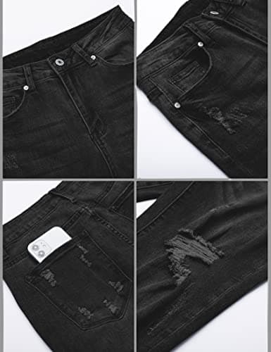 luvamia Women's Casual High Waist Ripped Capri Jeans Black Crop Jeans for Women Jeans Women Trendy Distressed Jeans Women Size 3X-Large Fits Size 24 / Size 26 - Thumbnail 6