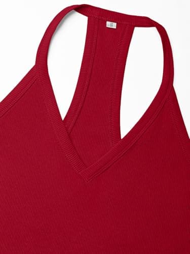 GKBK Racerback Tank Top for Women Spaghetti Strap V-Neck Layering Cami Red - Thumbnail 5