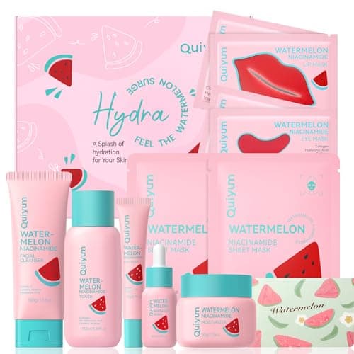 QUIYUM Watermelon & Niacinamide Skin Care Sets, Routine Facial Skincare Product, Beauty for Women, Hydration, Moisturizing, Oil Control, Glow Up, Teen Girl Gifts Trendy Stuff, Spa-Like at Home - Image 1