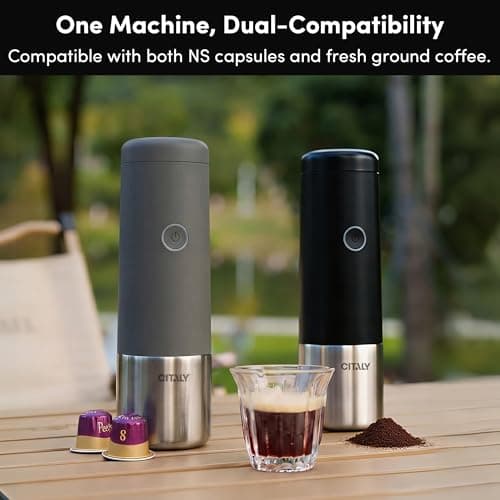 CITALY Portable Espresso Machine, Self-Heating Travel Coffee Maker with Double-Walled SUS316 Cup,20 Bar Patented Hydraulic System,PD 3.0 Fast Charge,Cold Brew Mode,for Ground Coffee&NS Capsules,Black - Thumbnail 2