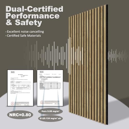 Acoustic Wall Panels, 2 Pack Wood Slat Wall Panel, Soundproof Wall Panels, 3D Textured Wall Decor for Ceiling and Wall, 47.2" x 23.6", in Walnut Finish - Thumbnail 3