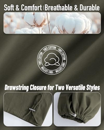 CANGHPGIN Mens Casual Cargo Pants Relaxed Fit Outdoor Travel Hiking Pants Men Drawstring Cotton Joggers Sweatpants with Pockets - Thumbnail 5