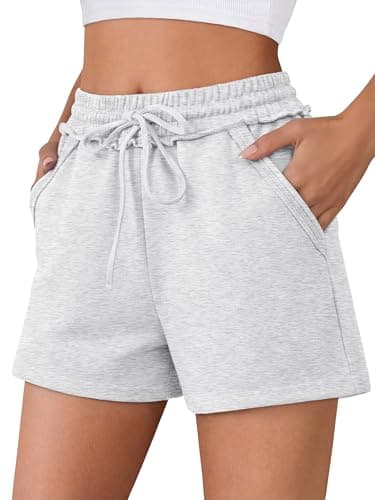 ANRABESS Womens Sweat Shorts Summer Casual Loose Athletic Workout Drawstring Comfy Running Shorts Beach Vacation Clothes Light Grey XL - Image 1