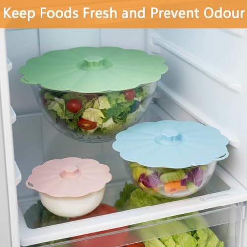 Silicone Lids for Food Storage – Set of 5 Food Grade Covers with 5 Hooks for Pots and Pans Cooking, Reusable Kitchen Heat-Resistant Tops for Containers, Microwave Splatter Cover(Colorful) - Thumbnail 3