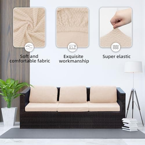 SUKAIKEQA Outdoor Cushion Covers Set,8PCS Waterproof Patio Furniture Couch Seat Slipcovers, Replacement for Sofa Sectional Chair(Cover，Only) - Thumbnail 3